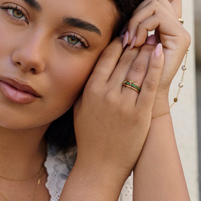 Layered Kaili Green Crystal Ring