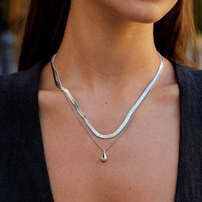 Bella Layered Silver-Tone Teardrop Necklace