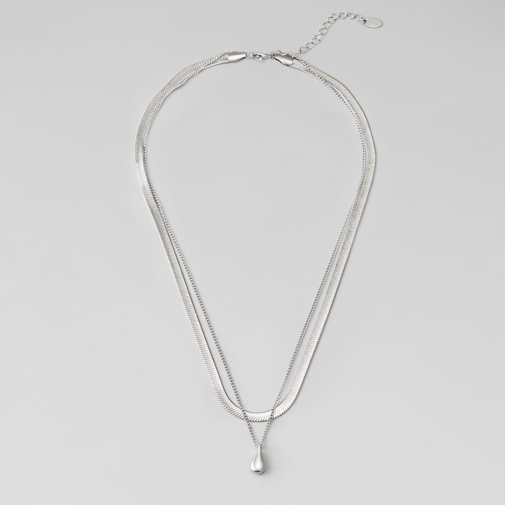 Bella Layered Silver-Tone Teardrop Necklace