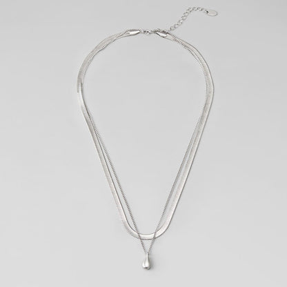 Bella Layered Silver-Tone Teardrop Necklace