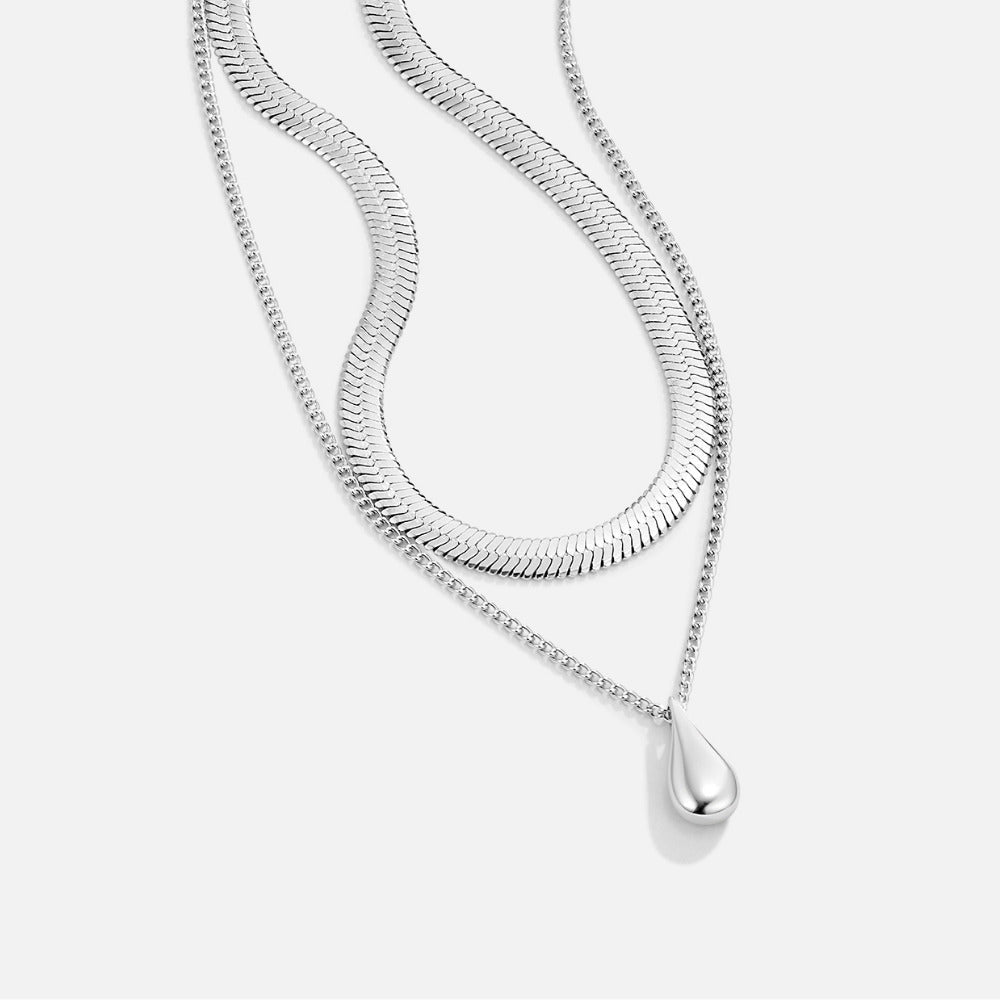 Bella Layered Silver-Tone Teardrop Necklace