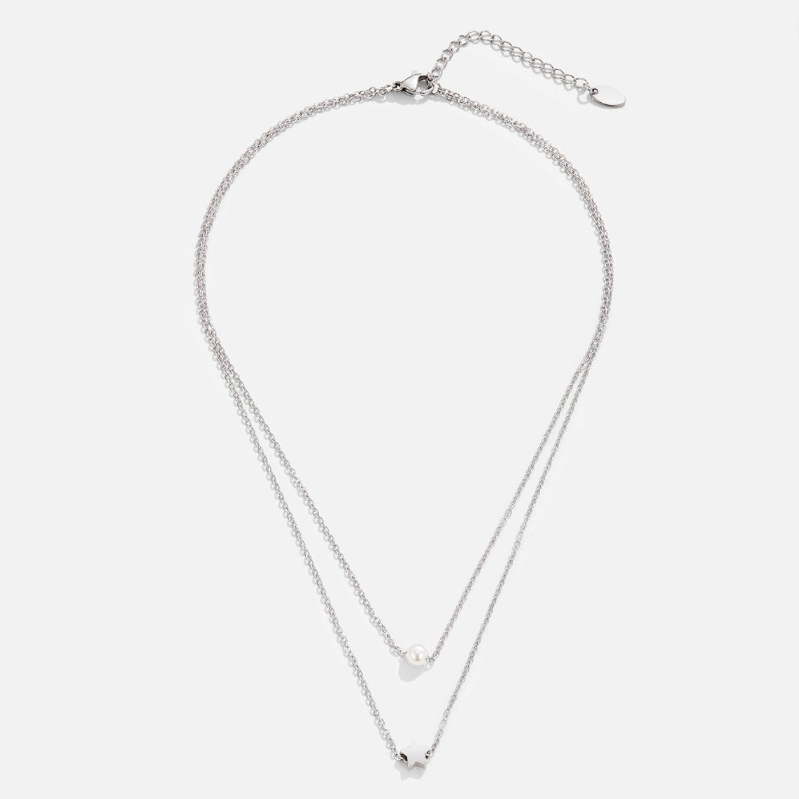 Silver-Tone Star and Pearl Layered Necklace