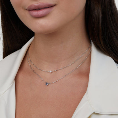 Silver-Tone Star and Pearl Layered Necklace