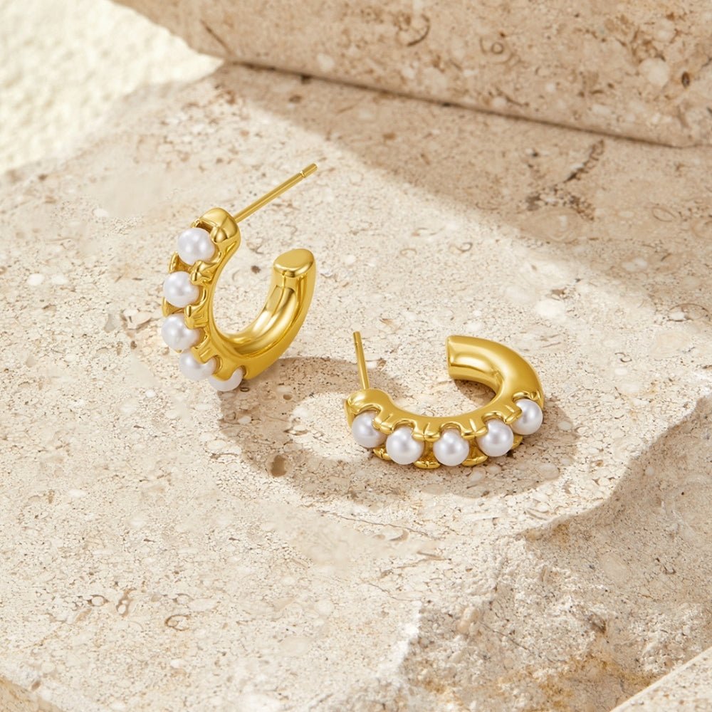 Lena Pearl Gold-Tone Hoop Earrings