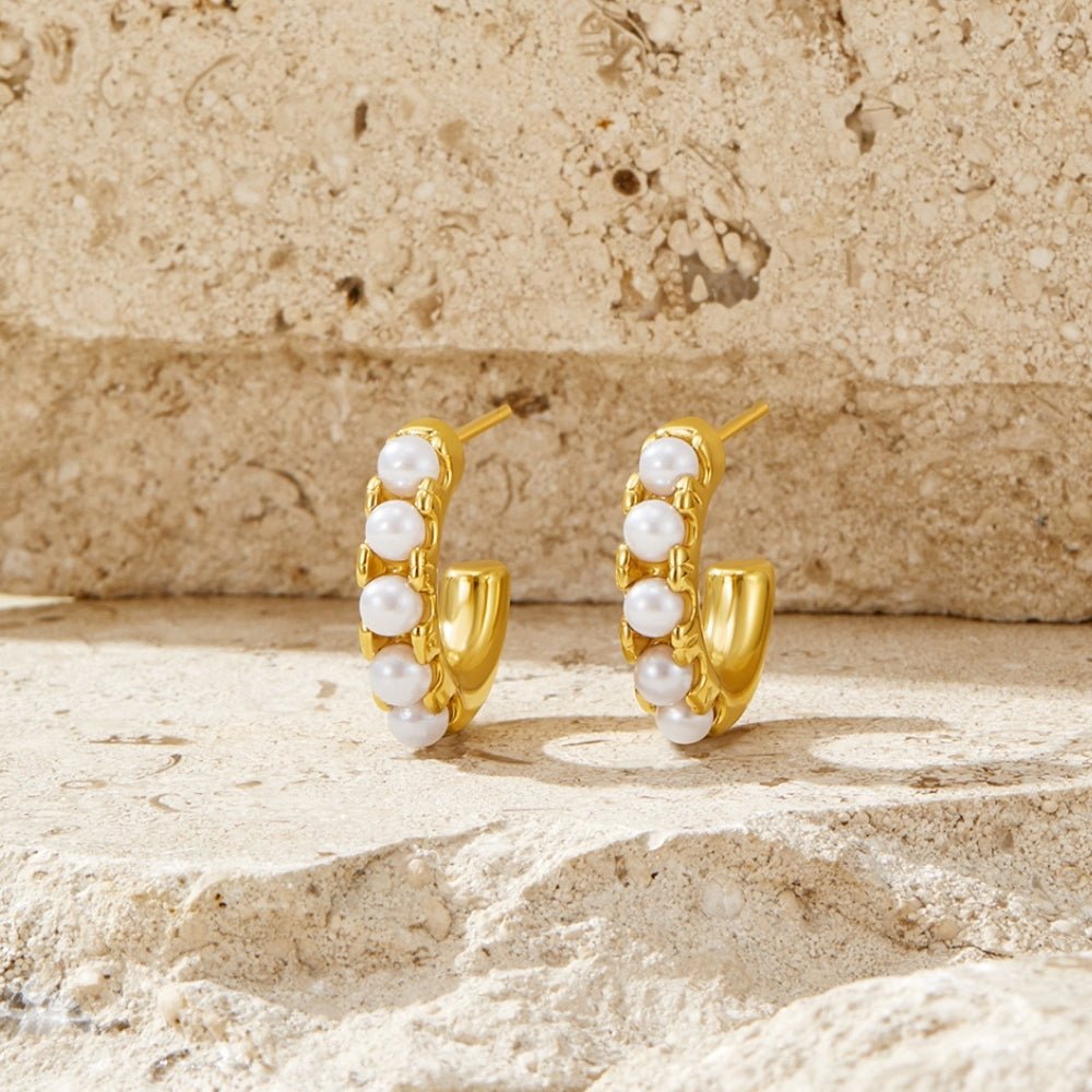 Lena Pearl Gold-Tone Hoop Earrings