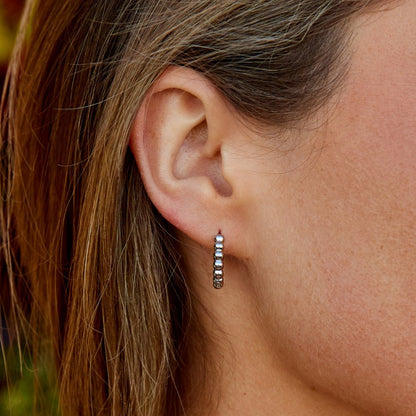 Leona Silver-Tone Beaded Hoops
