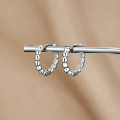 Leona Silver-Tone Beaded Hoops