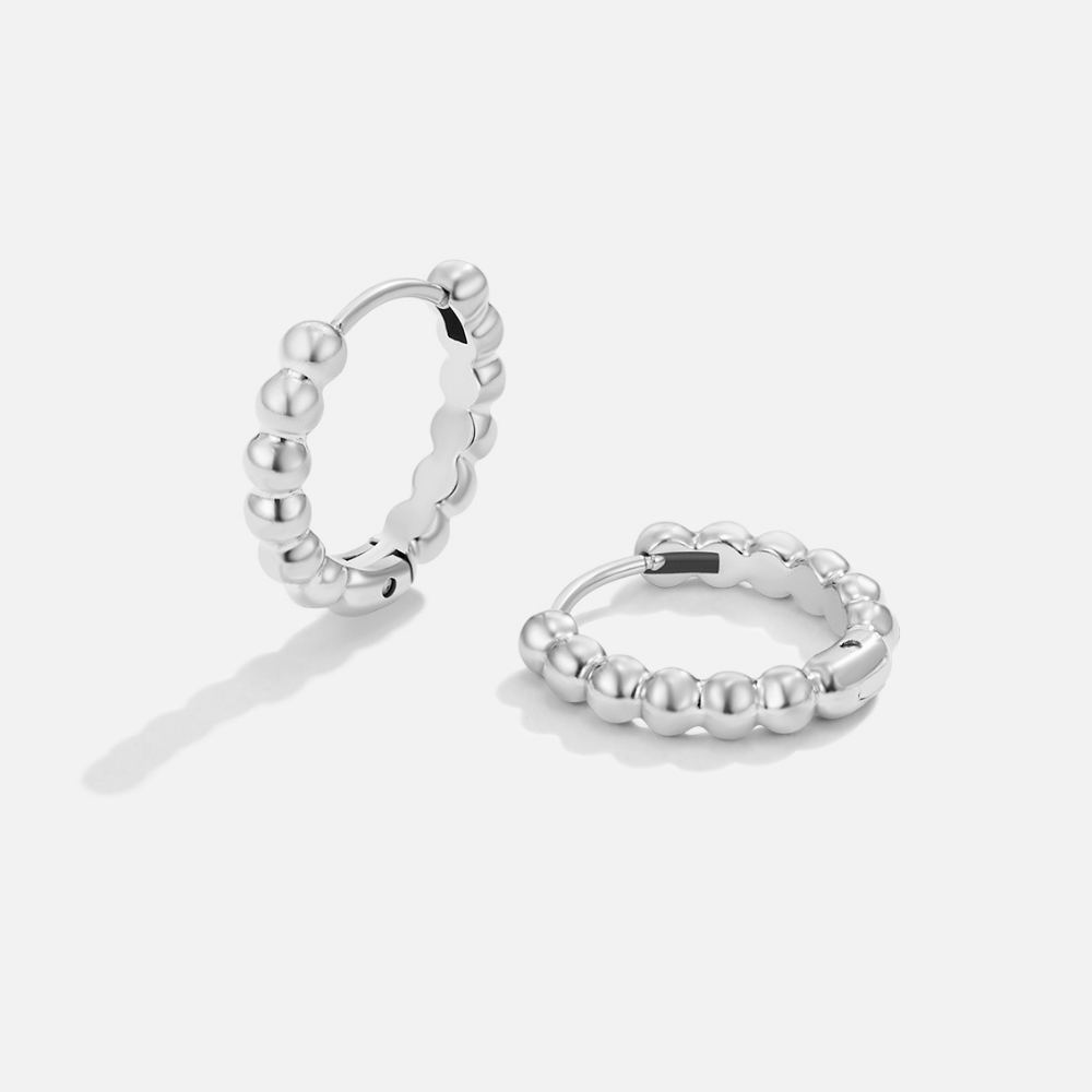Leona Silver-Tone Beaded Hoops