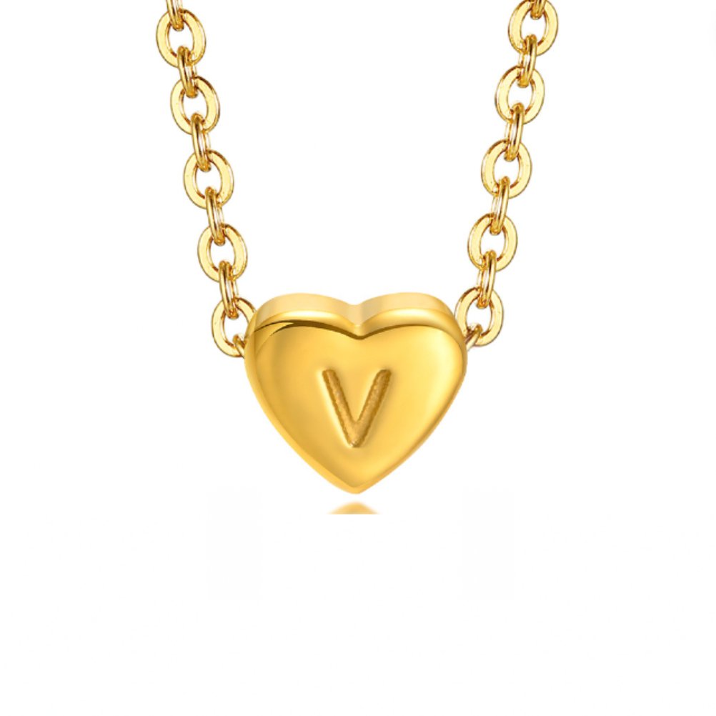 Letter Heart Pendant Necklace