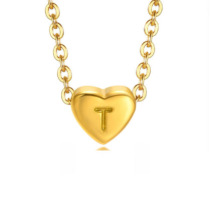 Letter Heart Pendant Necklace