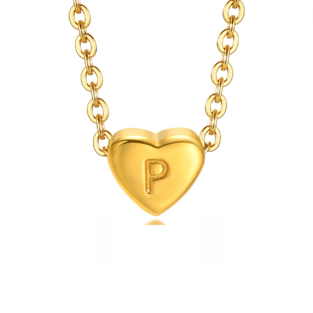 Letter Heart Pendant Necklace