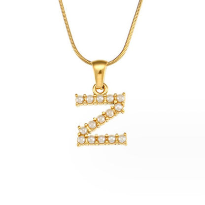 Pearl Initial Charm Necklace