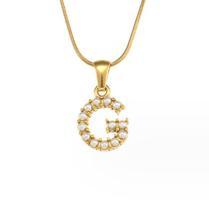 Pearl Initial Charm Necklace