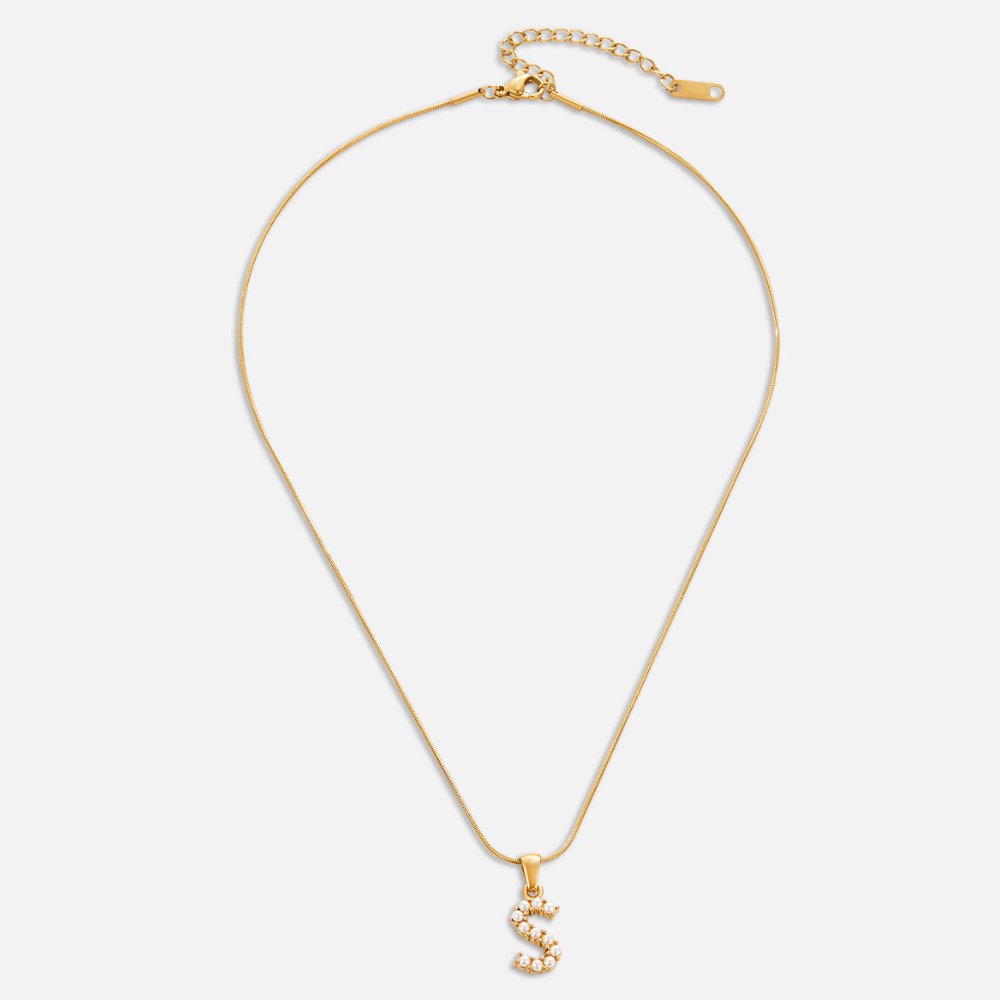 Pearl Initial Charm Necklace