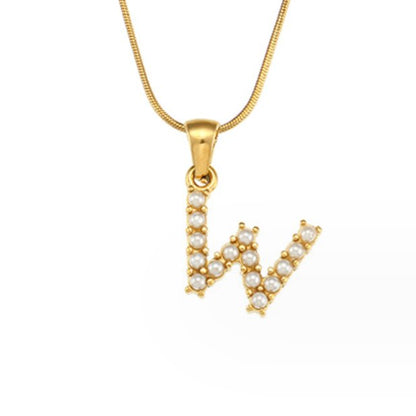 Pearl Initial Charm Necklace