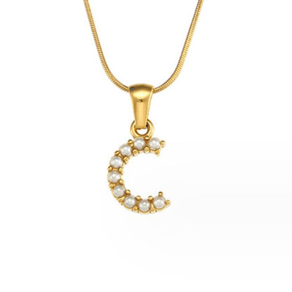 Pearl Initial Charm Necklace