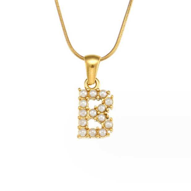 Pearl Initial Charm Necklace