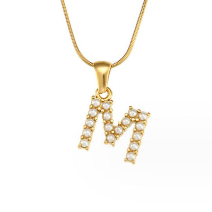 Pearl Initial Charm Necklace