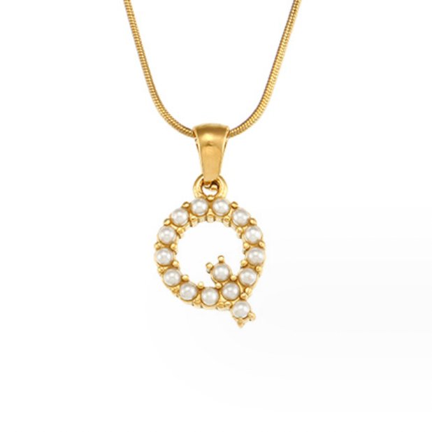 Pearl Initial Charm Necklace