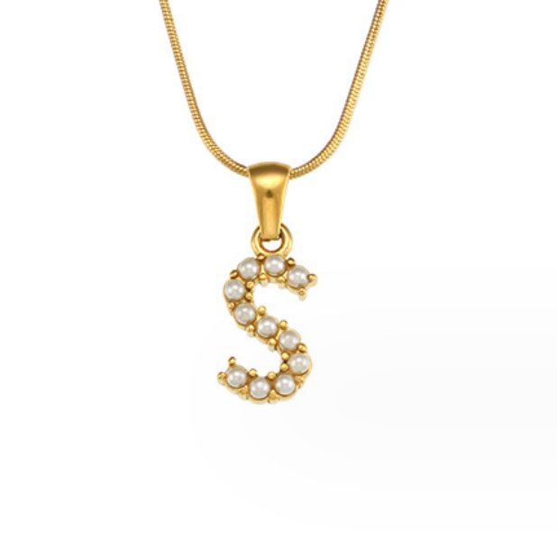 Pearl Initial Charm Necklace