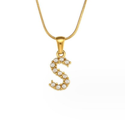 Pearl Initial Charm Necklace