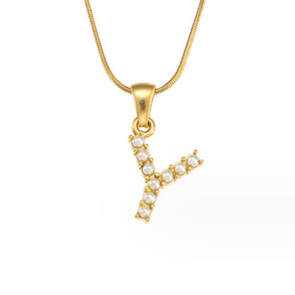 Pearl Initial Charm Necklace