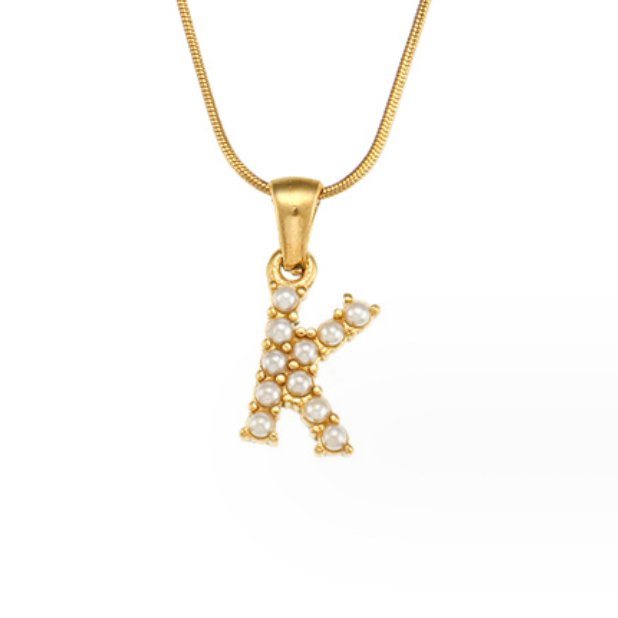 Pearl Initial Charm Necklace