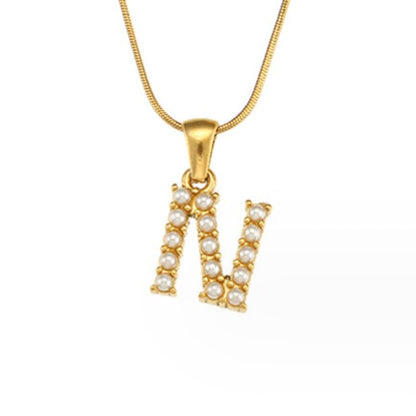 Pearl Initial Charm Necklace