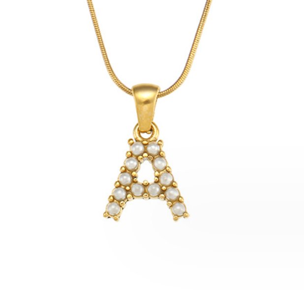 Pearl Initial Charm Necklace