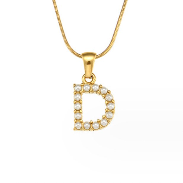 Pearl Initial Charm Necklace
