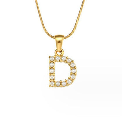 Pearl Initial Charm Necklace