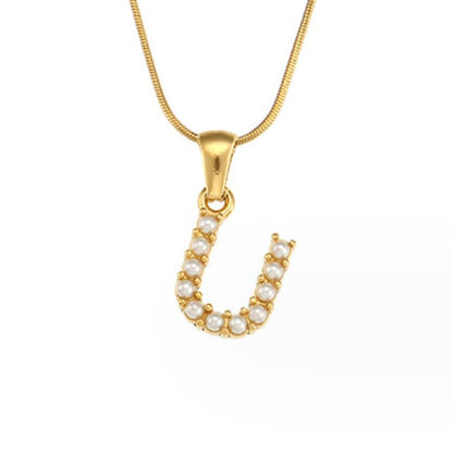 Pearl Initial Charm Necklace