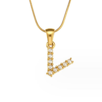 Pearl Initial Charm Necklace