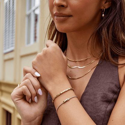 Lexi Gold-Tone Cube Bead Bracelet