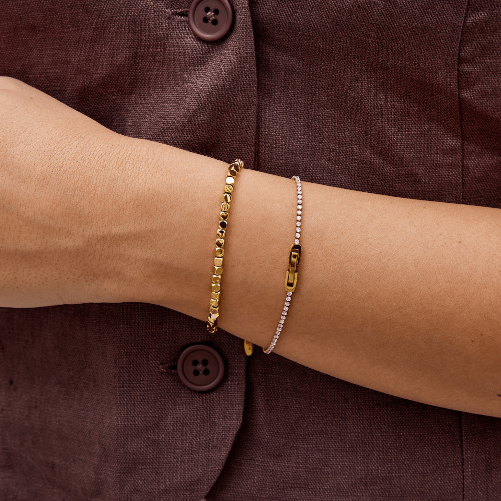 Lexi Gold-Tone Cube Bead Bracelet