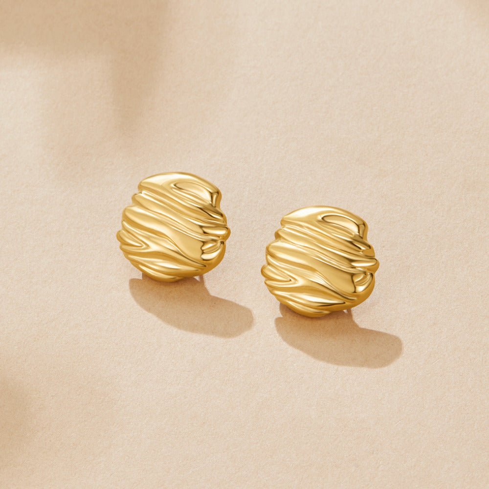 Lila Pleated Gold-Tone Button Earrings
