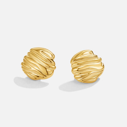 Lila Pleated Gold-Tone Button Earrings