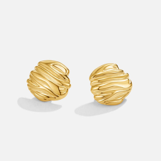 Lila Pleated Gold-Tone Button Earrings