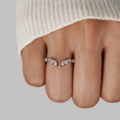 Lily Silver-Tone Crystal Vine Ring