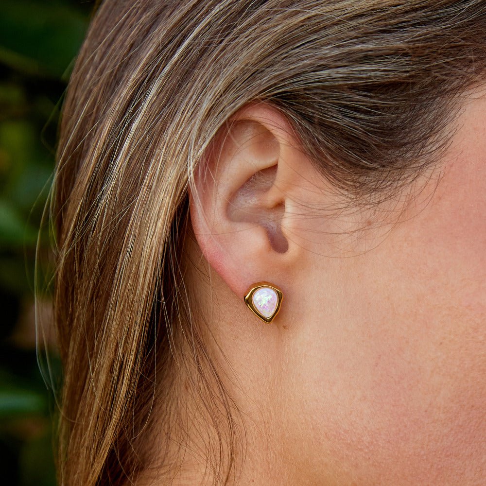 Lily Opal-Effect Stud Earrings