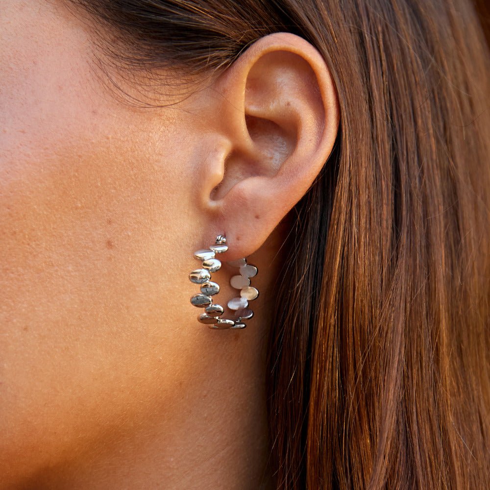 Silver-Tone Link Hoop Earrings