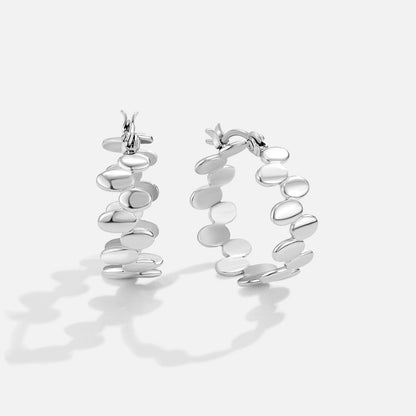 Silver-Tone Link Hoop Earrings