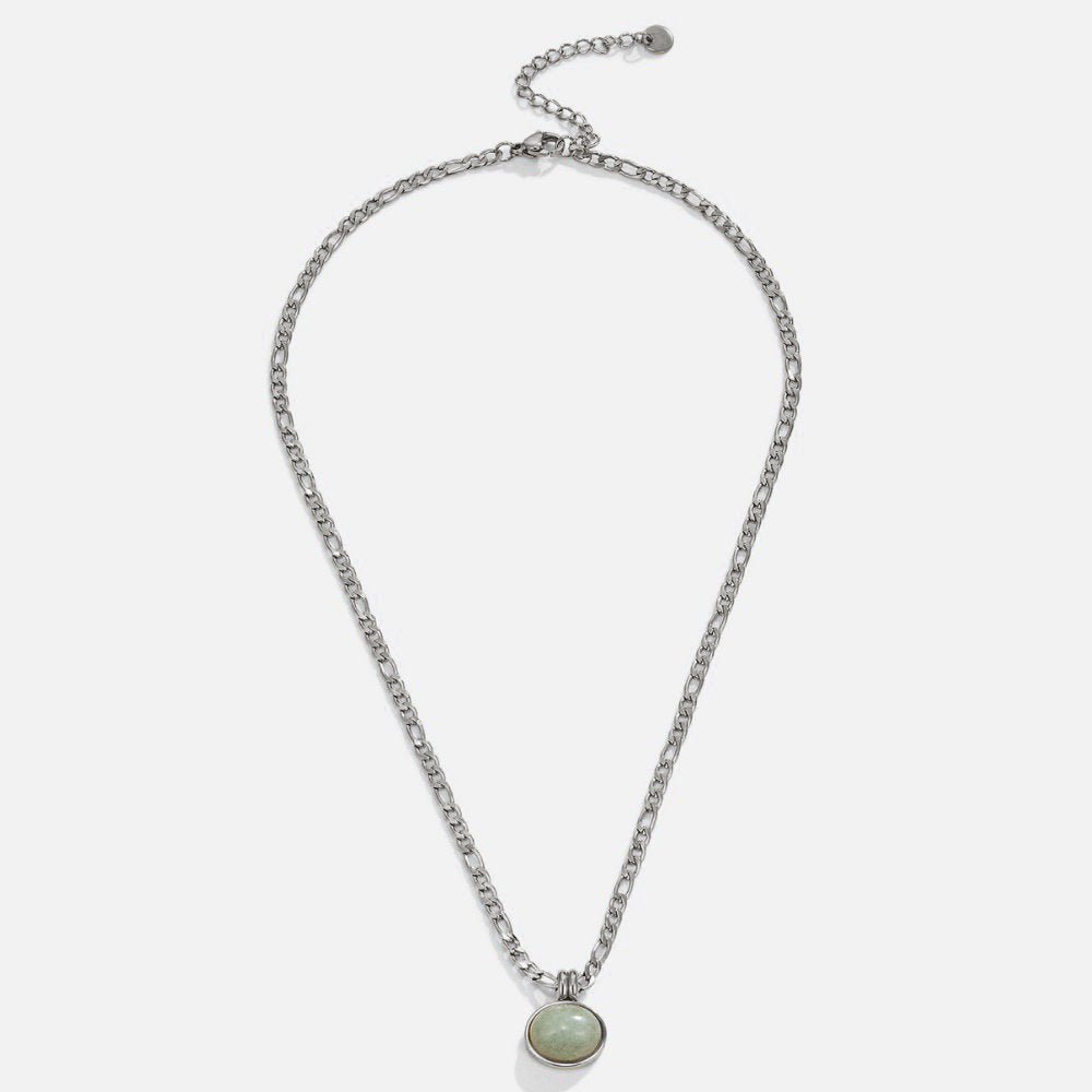 Liza Jade Green Pendant Silver-Tone Necklace