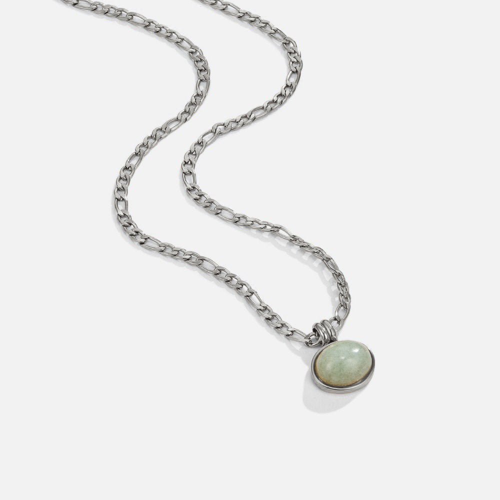 Liza Jade Green Pendant Silver-Tone Necklace