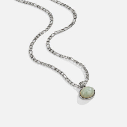 Liza Jade Green Pendant Silver-Tone Necklace