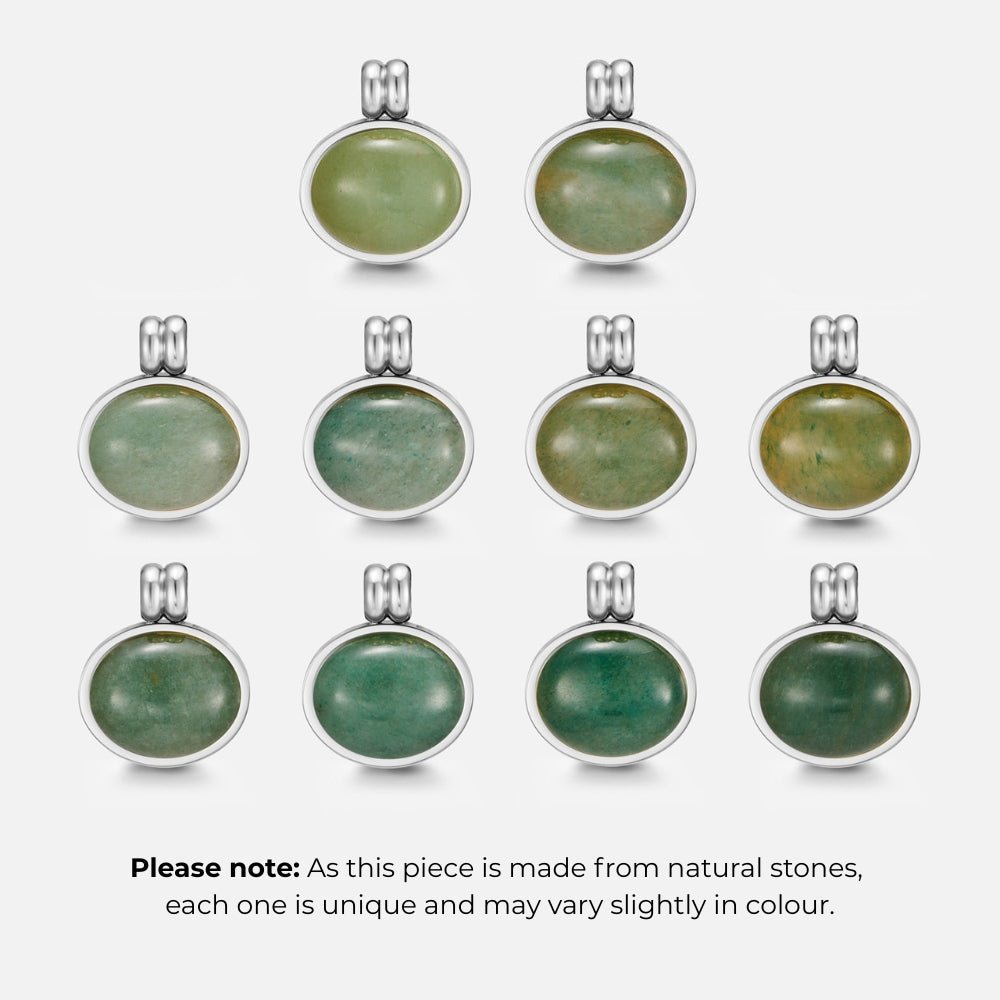 Liza Jade Green Pendant Silver-Tone Necklace