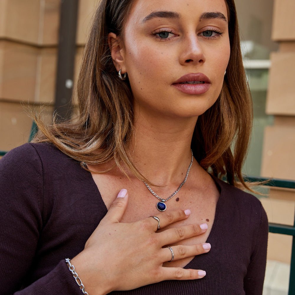 Liza Lapis Blue Silver-Tone Necklace