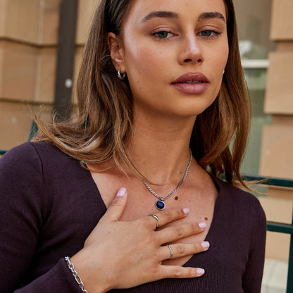 Liza Lapis Blue Silver-Tone Necklace