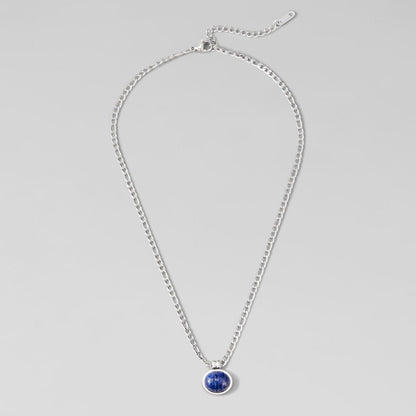 Liza Lapis Blue Silver-Tone Necklace