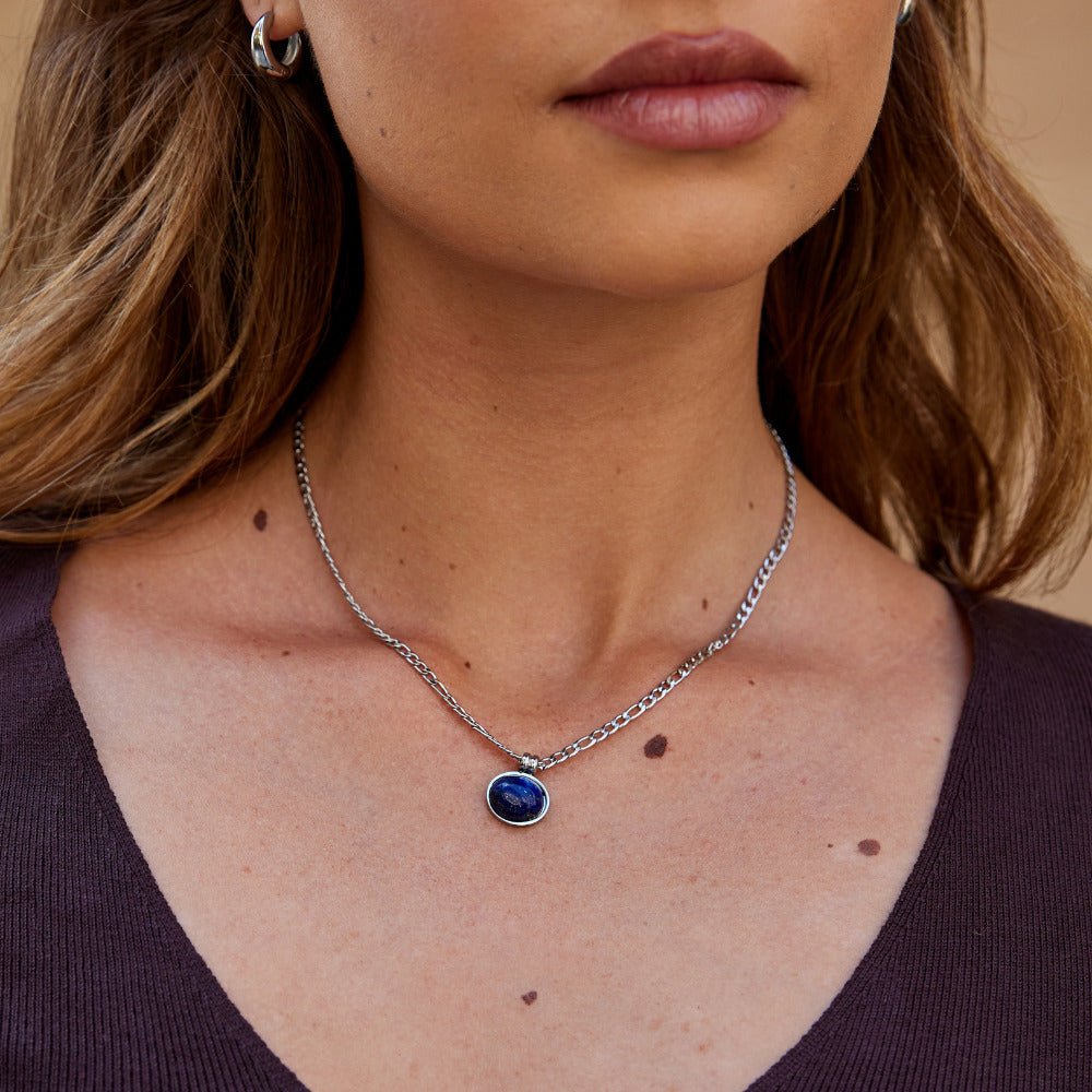 Liza Lapis Blue Silver-Tone Necklace